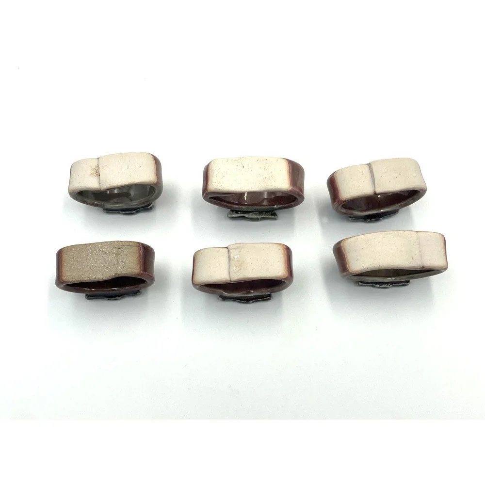 Ceramic Christmas Tree Napkin Holders Rings Set of‎ 6 Hand Made Pottery
